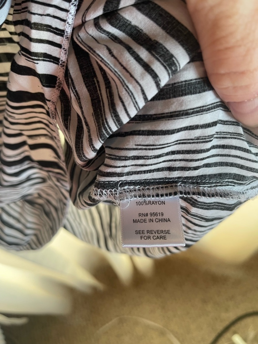 Fever Black and White Striped Ruffle Sleeve Blouse - Picture 4 of 5